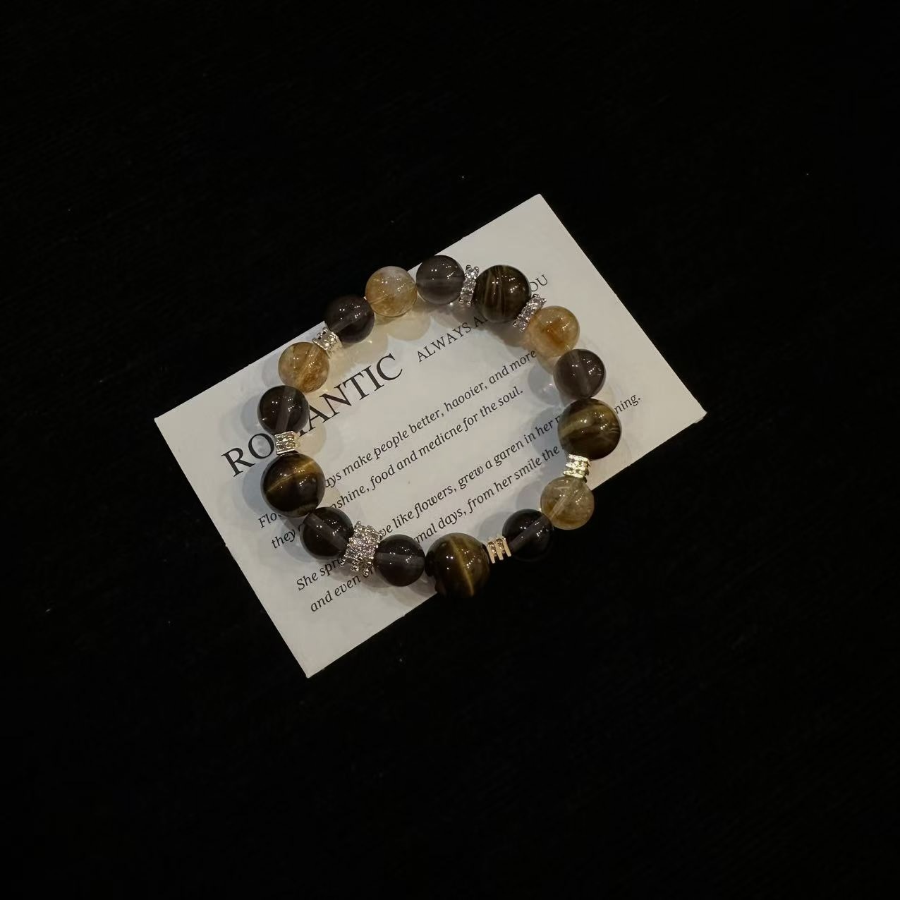 YIMI 天然水晶 10-12mm 黄虎眼手链x3410 多样性发货