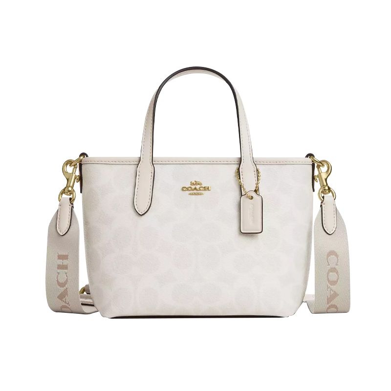 COACH 蔻驰 City Mini Tote Bag 女士手拎包斜挎包  冰川白LOGO