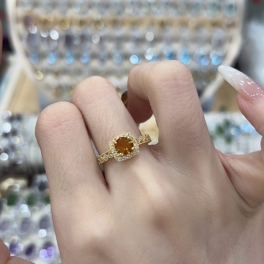 花***树黄晶银S925镶嵌戒指