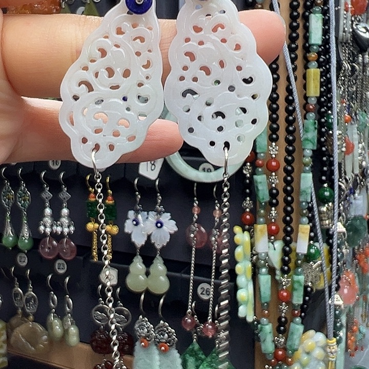 翡翠银S925镶嵌耳饰