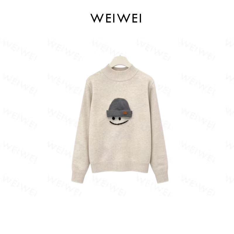 半高领笑脸套头针织衫2931