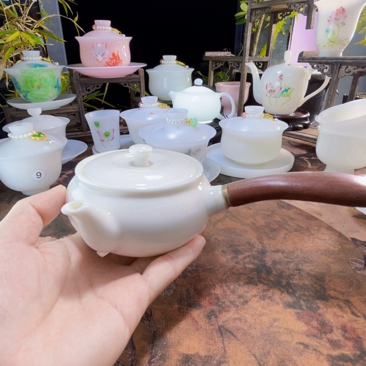 ༺***༻羊脂玉侧把壶来咯哦哦哦哦