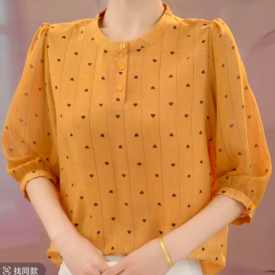 22265 女士新款时尚气质百搭圆领爱心小衫