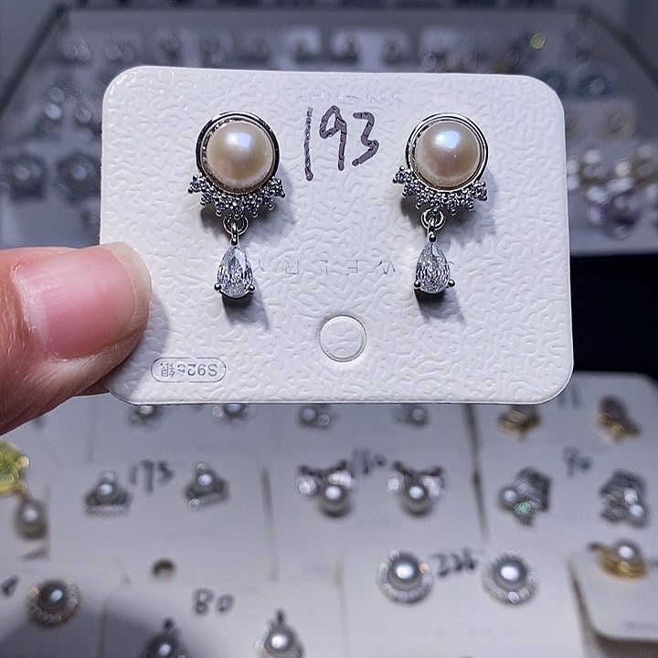 淡水珍珠耳饰银S925镶嵌