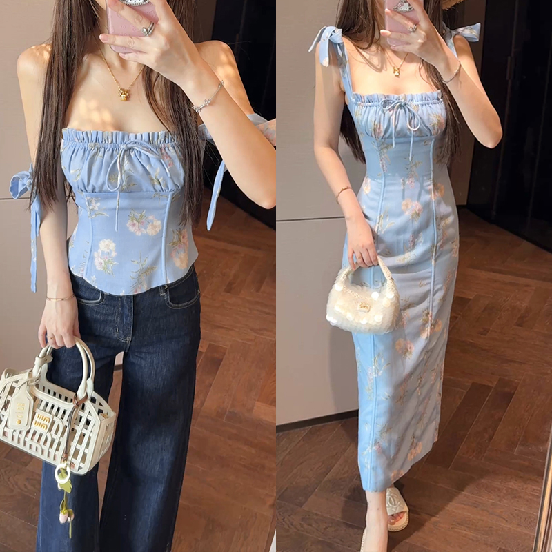 【mimius】Q 仲夏梦～软鱼骨收腰显瘦系带一字领连衣裙+上衣 G06386