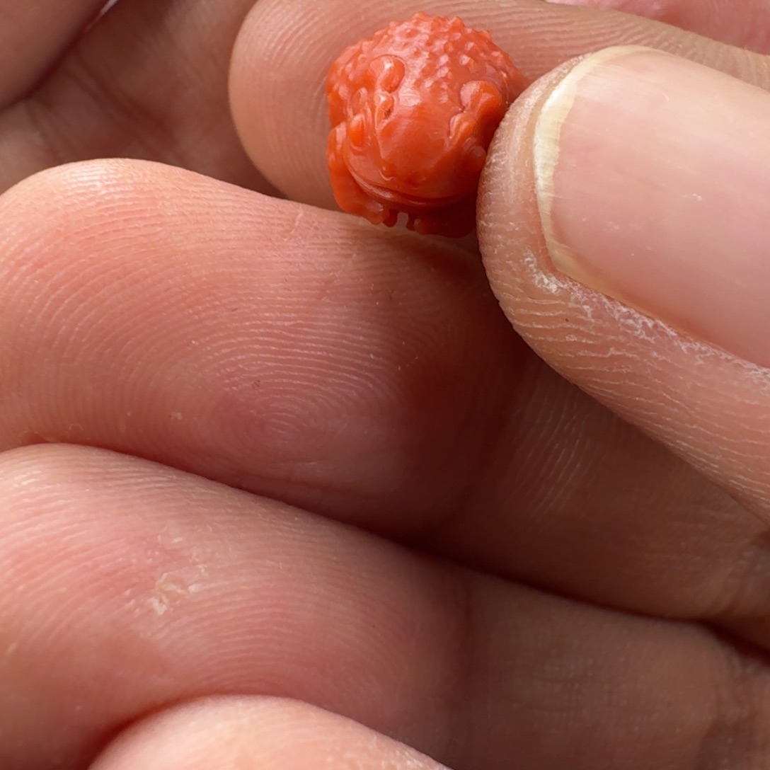 南红玛瑙纯色雕刻金蟾11✖️8mm未镶嵌