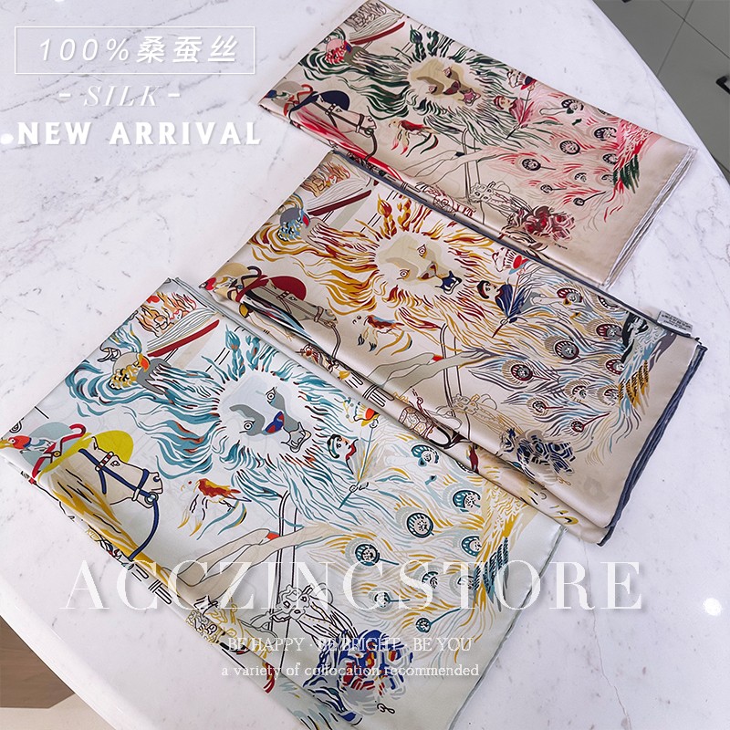 「埃米尔奇幻之夜」90/65cm18姆米斜纹丝巾百搭桑蚕丝真丝方巾
