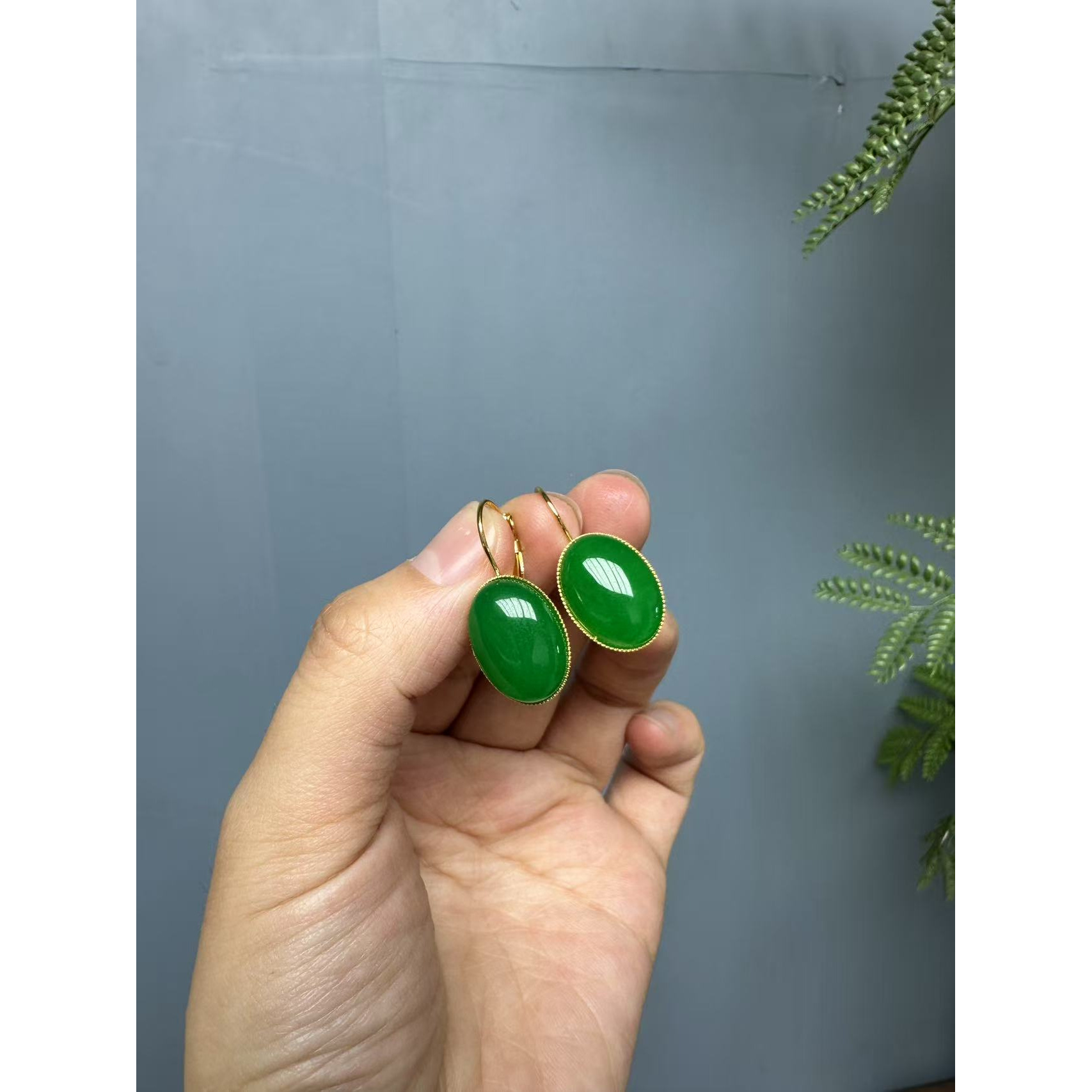 易安diy严选辣绿长款椭圆形耳扣