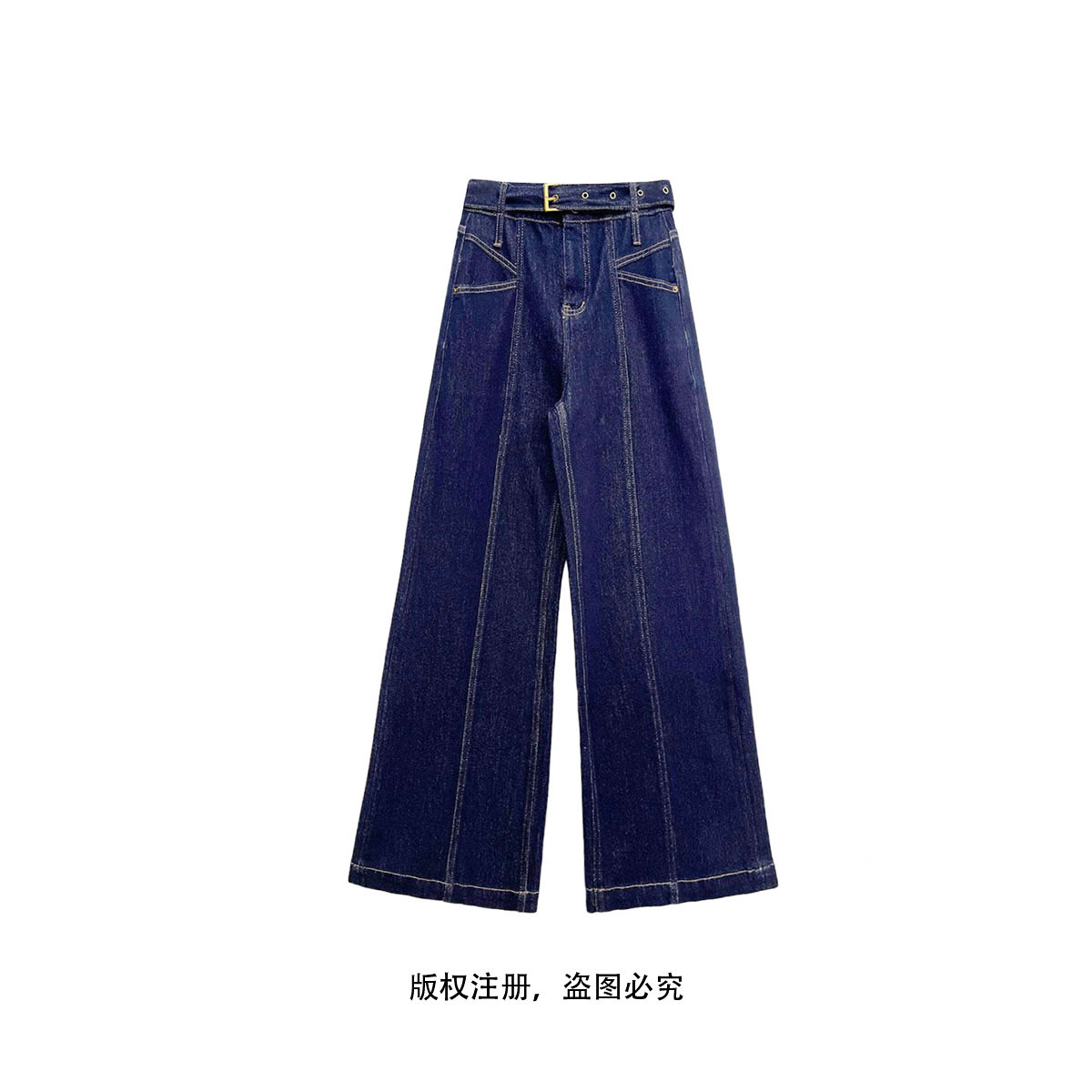 阔腿设计款宽松牛仔裤时尚休闲高腰百搭阔腿长裤2509142