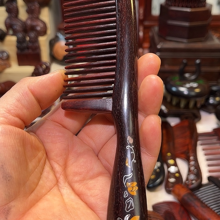 西***叔红酸枝木类紫檀木插齿梳子
