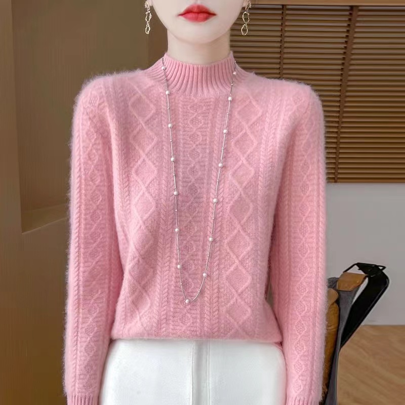 纯100羊绒衫半高领宽松加厚秋冬厚款百搭针织打底针织衫爆款毛衣