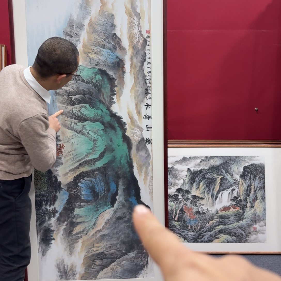 国画手绘作品带框210成80