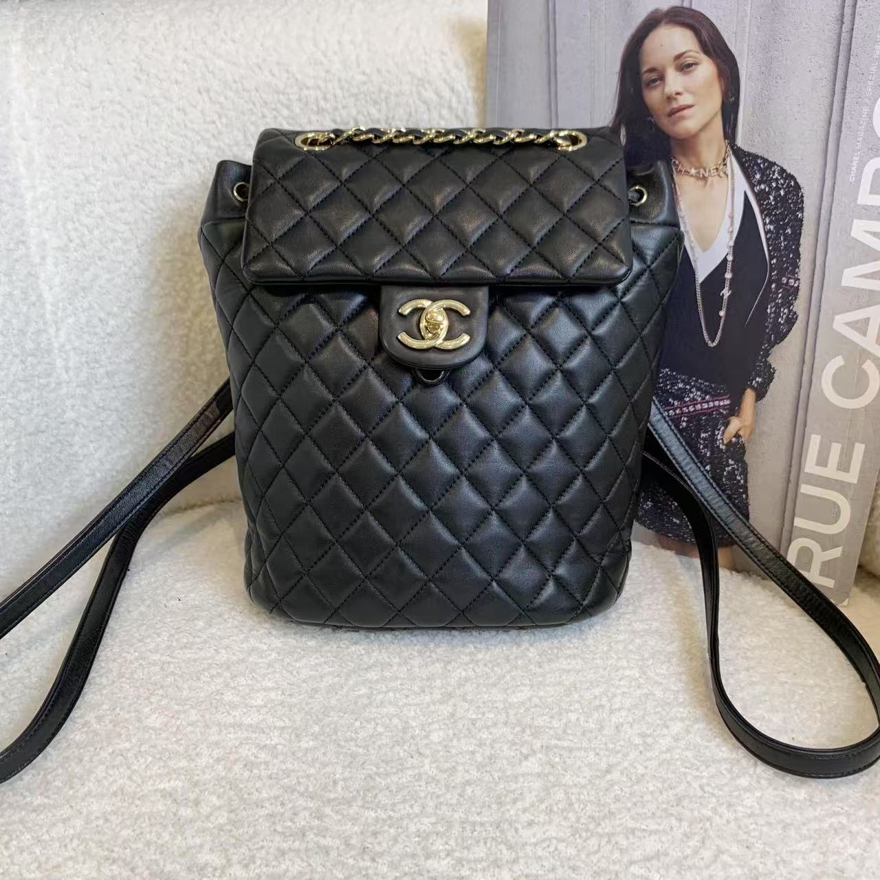 95新 Chanel/香奈儿 壹臻/黑金萨尔茨堡双肩包大号 23开 23592303