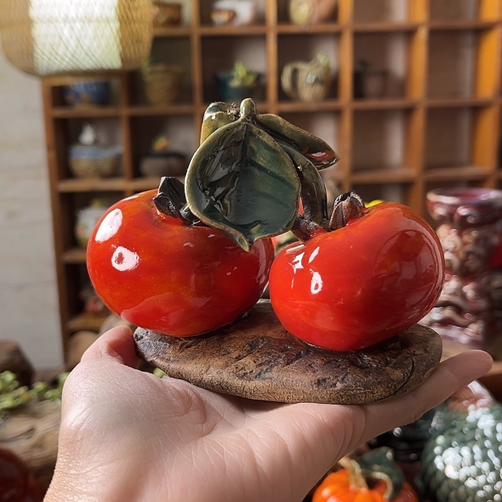 事事如意柿子香插摆件