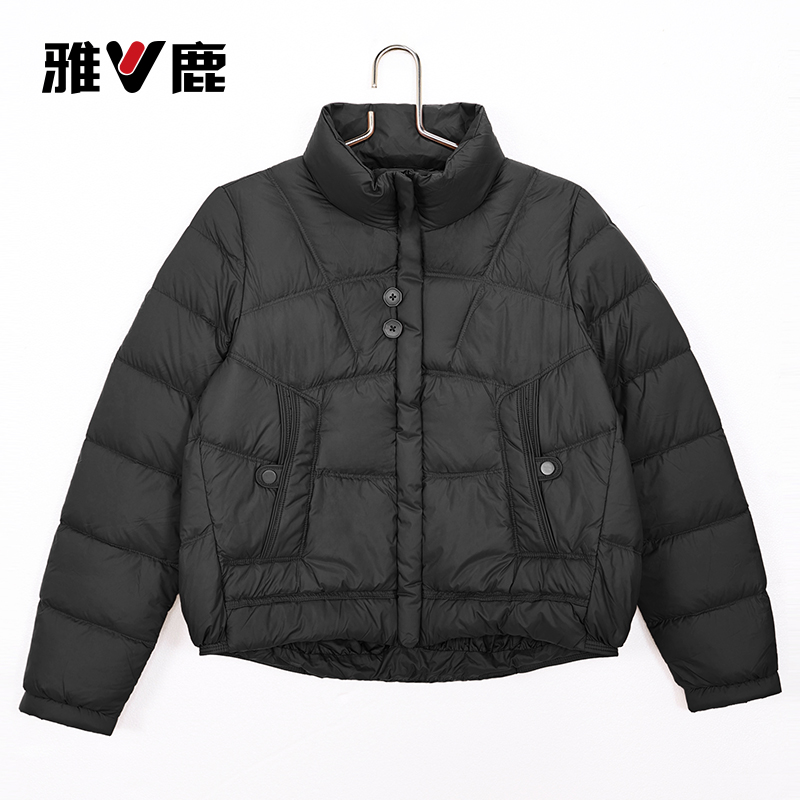雅鹿短款立领轻薄羽绒服女2025秋冬新款保暖休闲百搭纯色外套