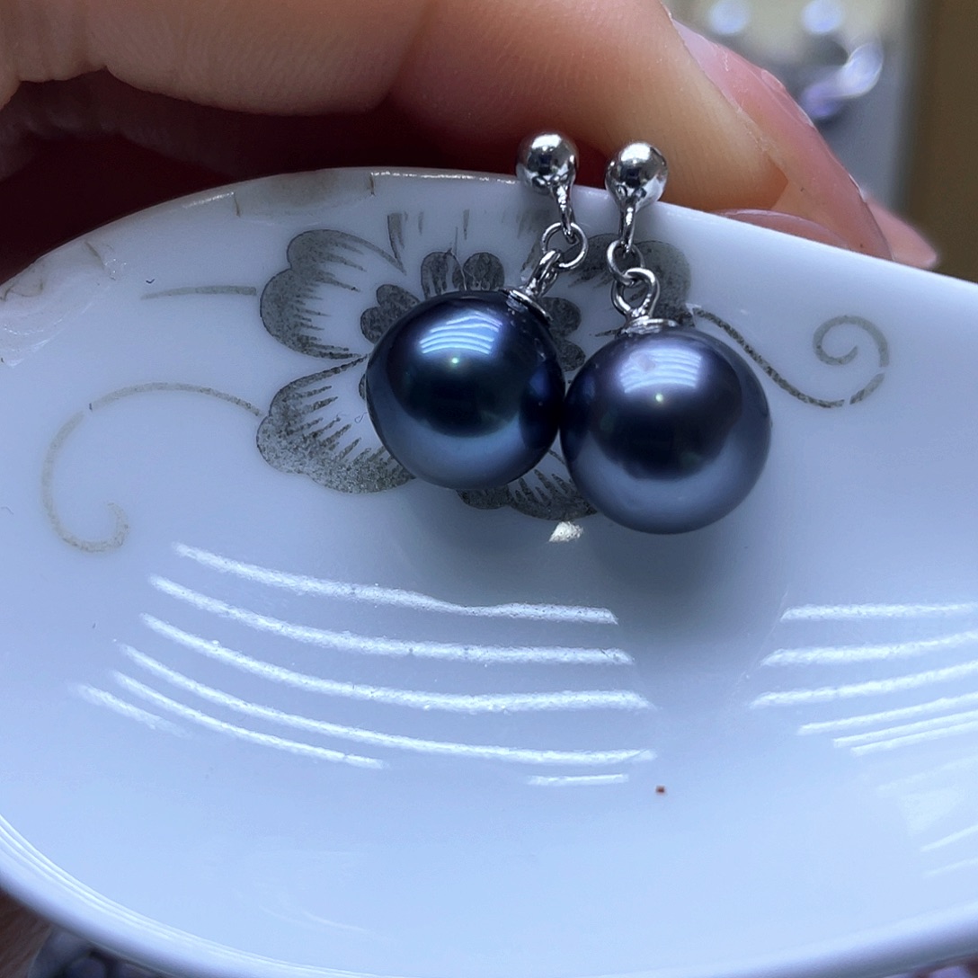 海水珍珠耳饰银S925镶嵌