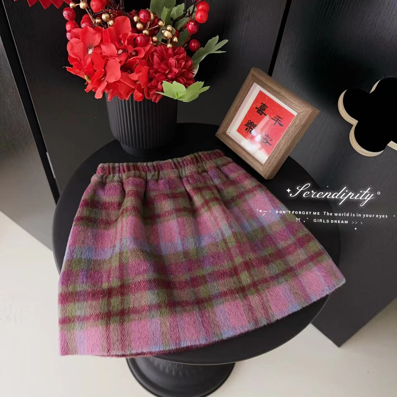 GP汤圆童装【元气少女】冬季韩系复古格子毛呢半身裙 YA-3630