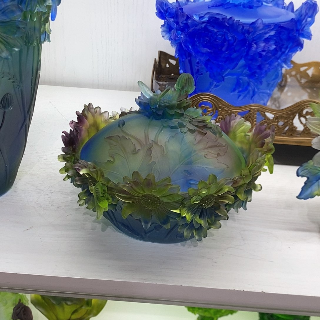 摆件QAA253脱蜡水晶小雏菊糖罐