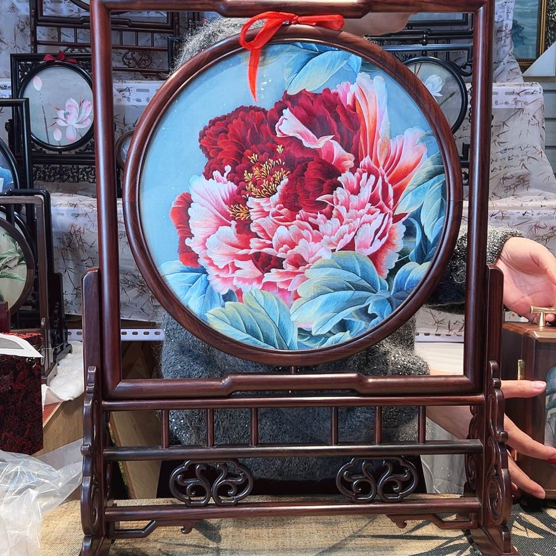 织绣苏绣摆台红木纯精工