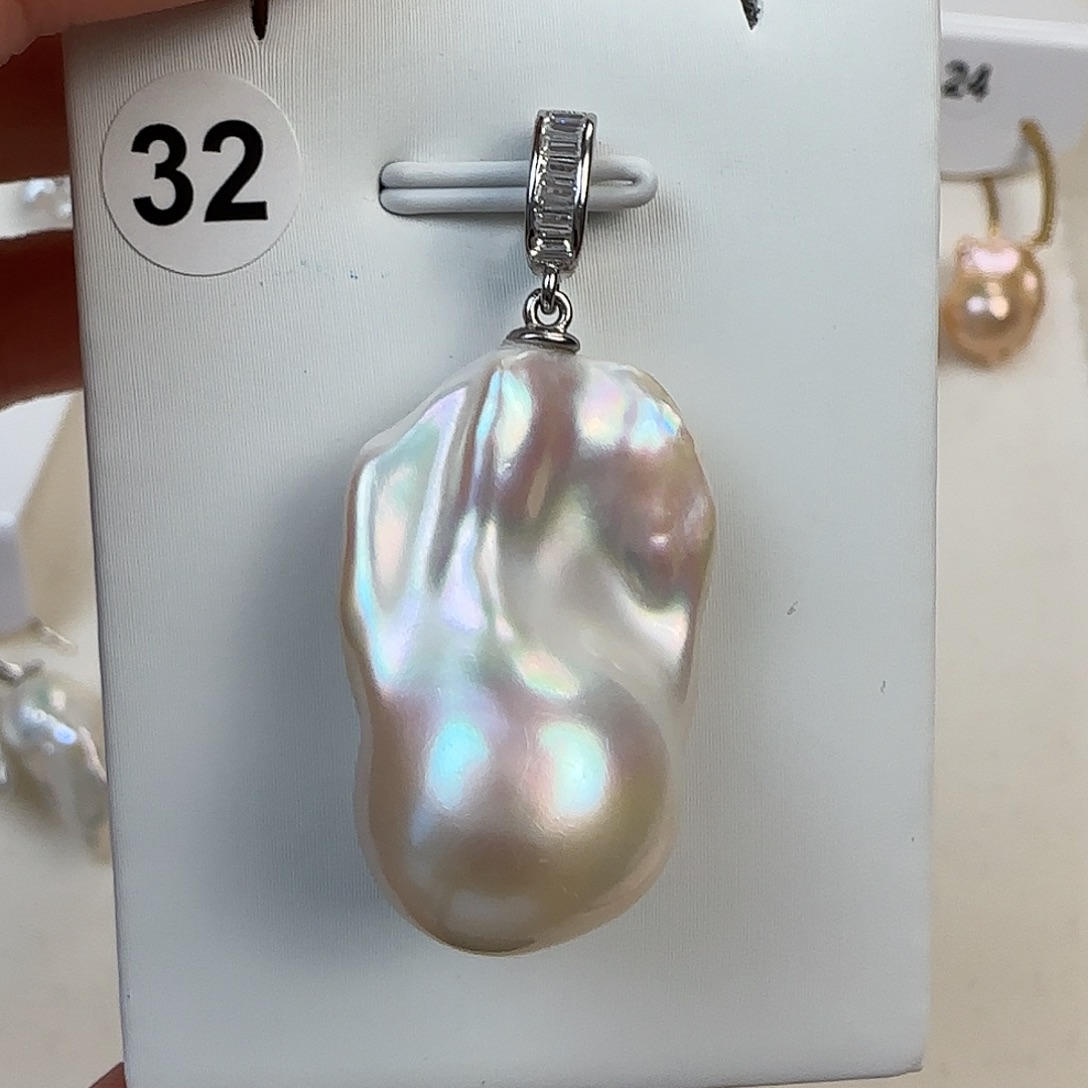 ****y淡水珍珠耳饰银S925镶嵌