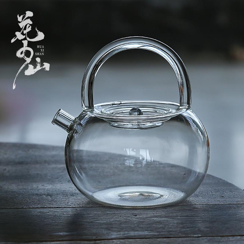 苹果玻璃茶壶提梁壶耐高温家用玻璃烧水壶大容量普洱茶煮茶壶日式