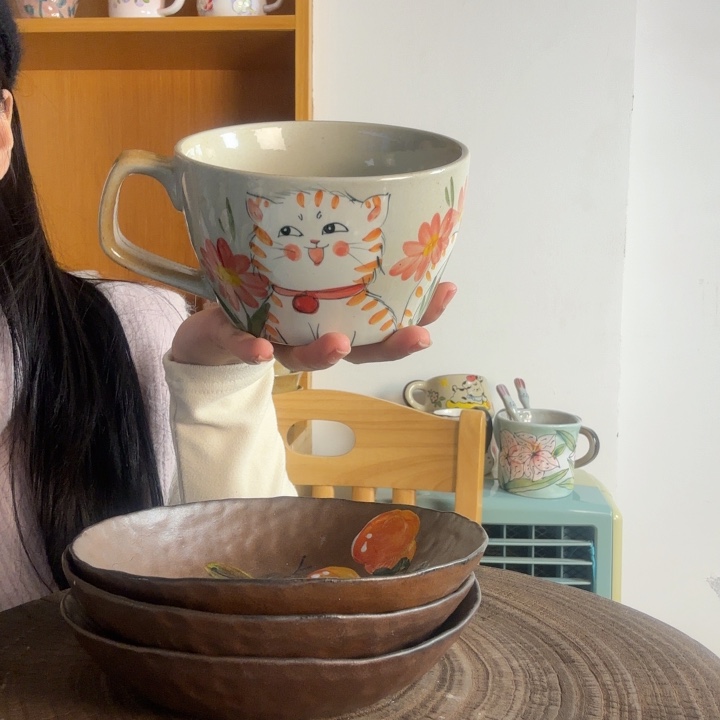 猫***仙手捏手绘景德镇陶瓷