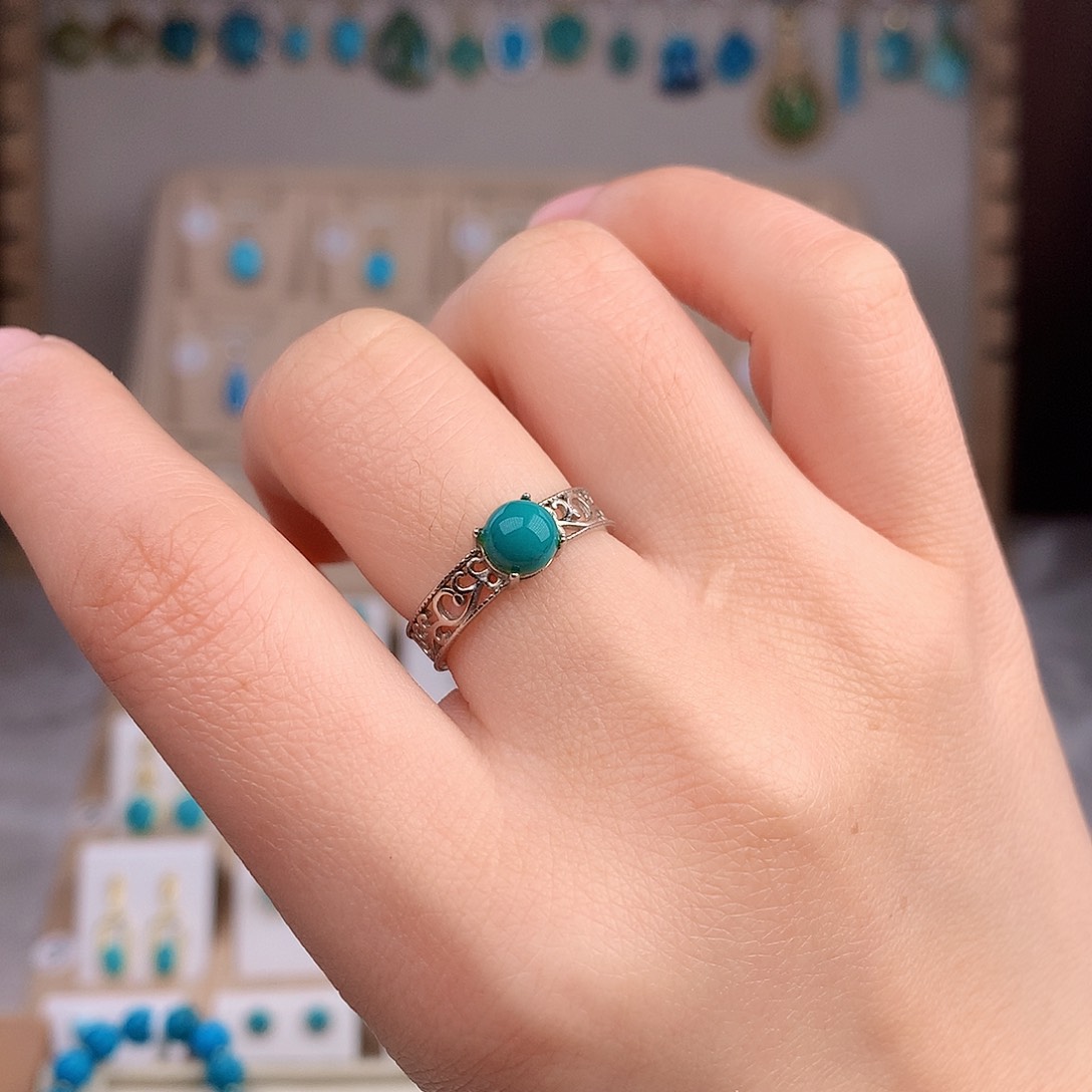 绿松石戒指银S925镶嵌
