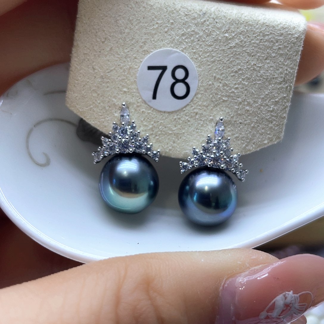 海水珍珠耳饰银S925镶嵌