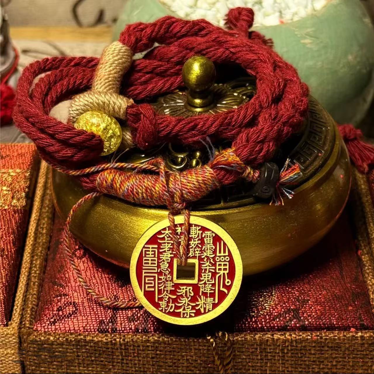 正宗山鬼花钱家居正品纯黄铜/中式/摆件/吊坠/手链/手工