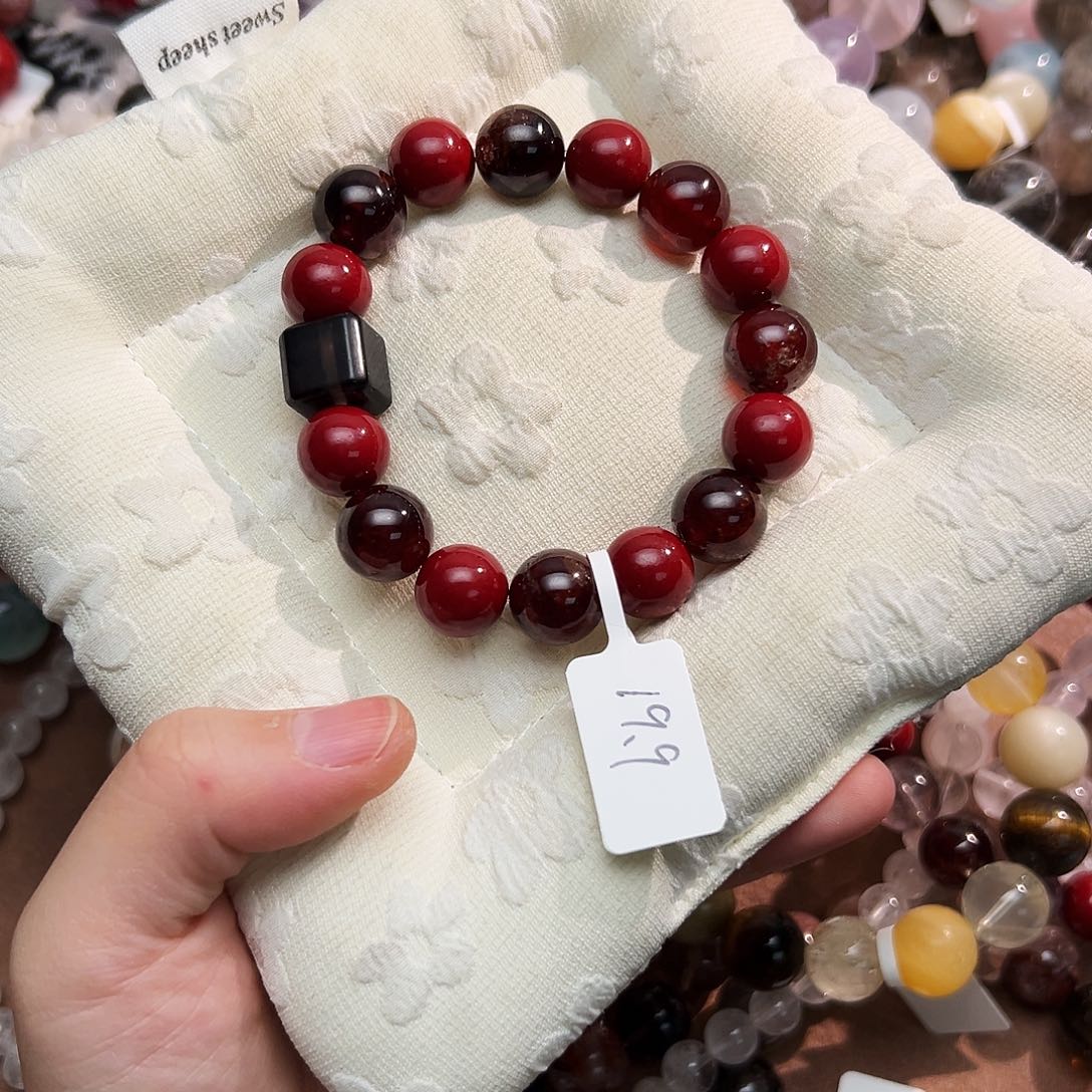 烟晶手链银S925镶嵌石榴石