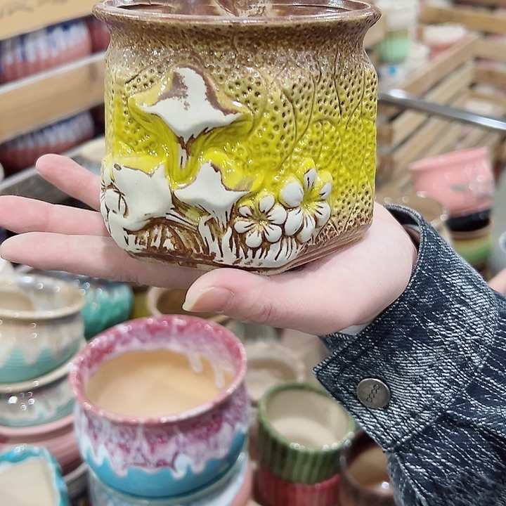 有孔.凑满10元发货多肉陶瓷花盆！