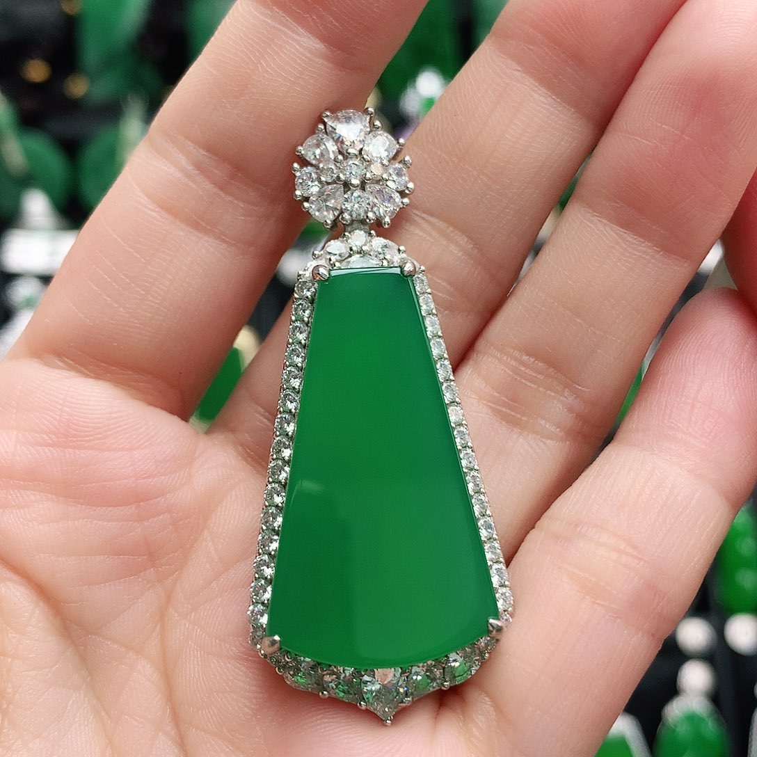 玛瑙/玉髓吊坠银S925镶嵌