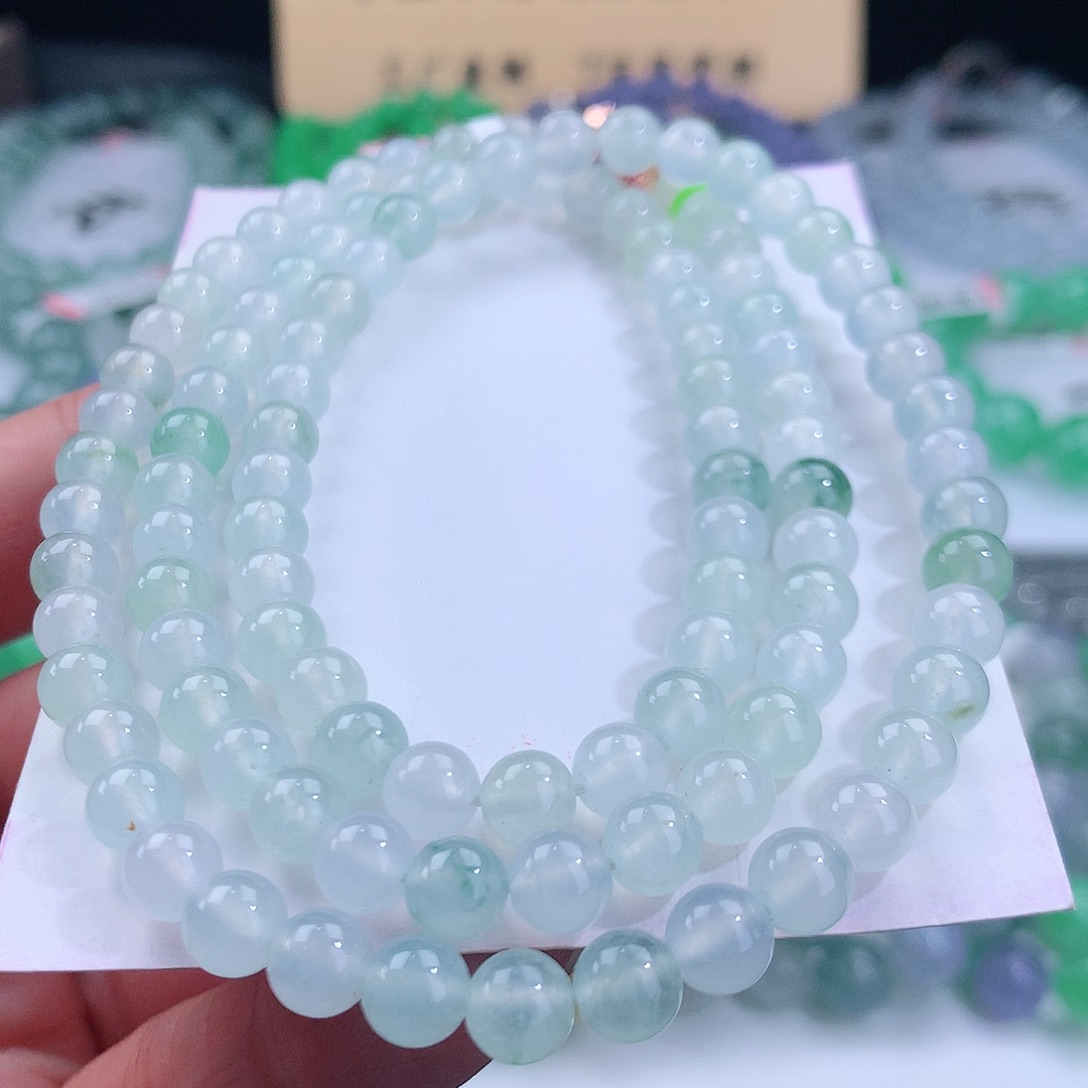 未镶嵌翡翠手链冰起胶 清冷风马卡龙卡6mm