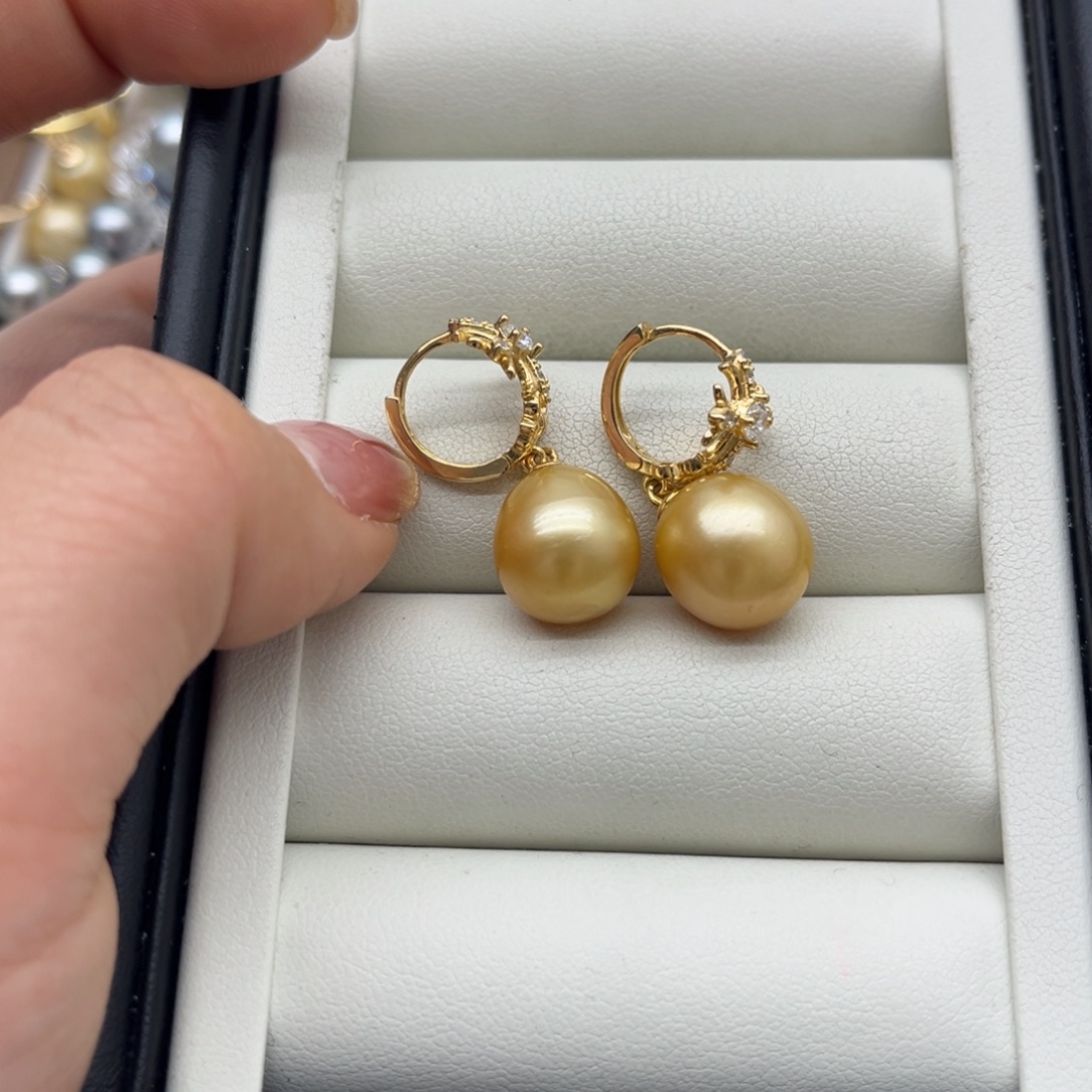 耳饰银S925镶嵌海水珍珠