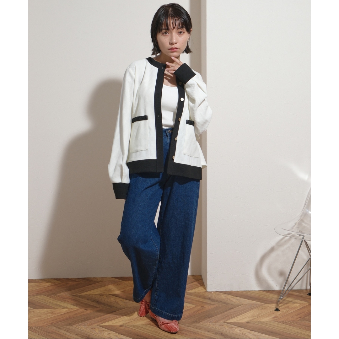 【Montendre】秋冬新款 P 小香风休闲百搭撞色圆领千金风开衫外套女