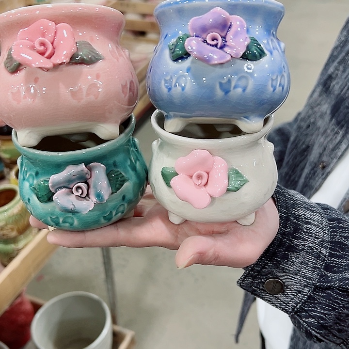 有孔.凑满10元发货多肉陶瓷花盆！