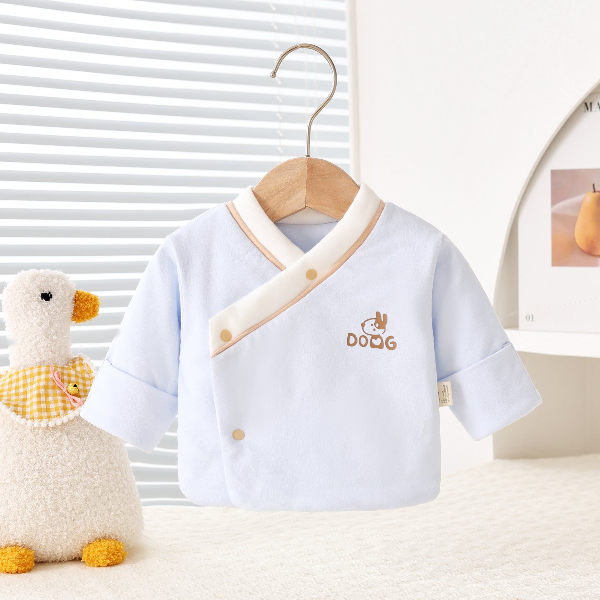 新生儿半背衣春秋冬纯棉夹棉保暖上衣婴儿和尚服护肚