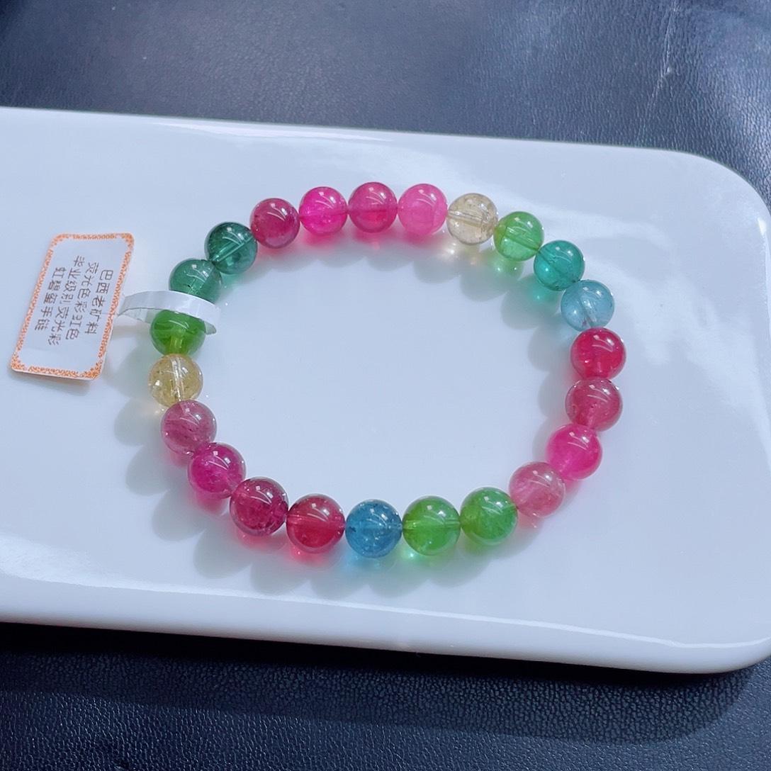 碧玺未镶嵌手链8mm左右