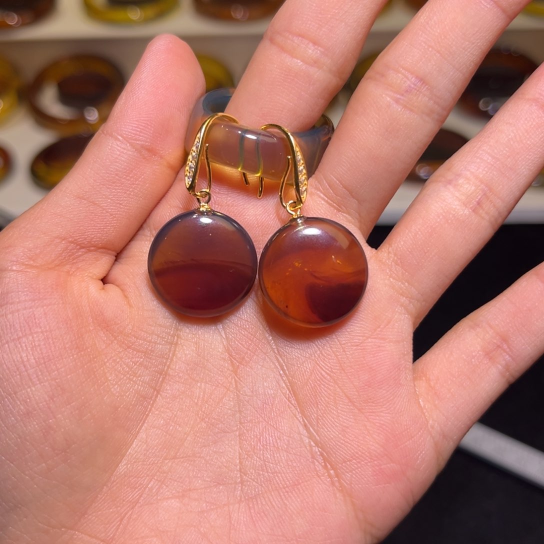 琥珀手镯未镶嵌圆牌耳机1号
