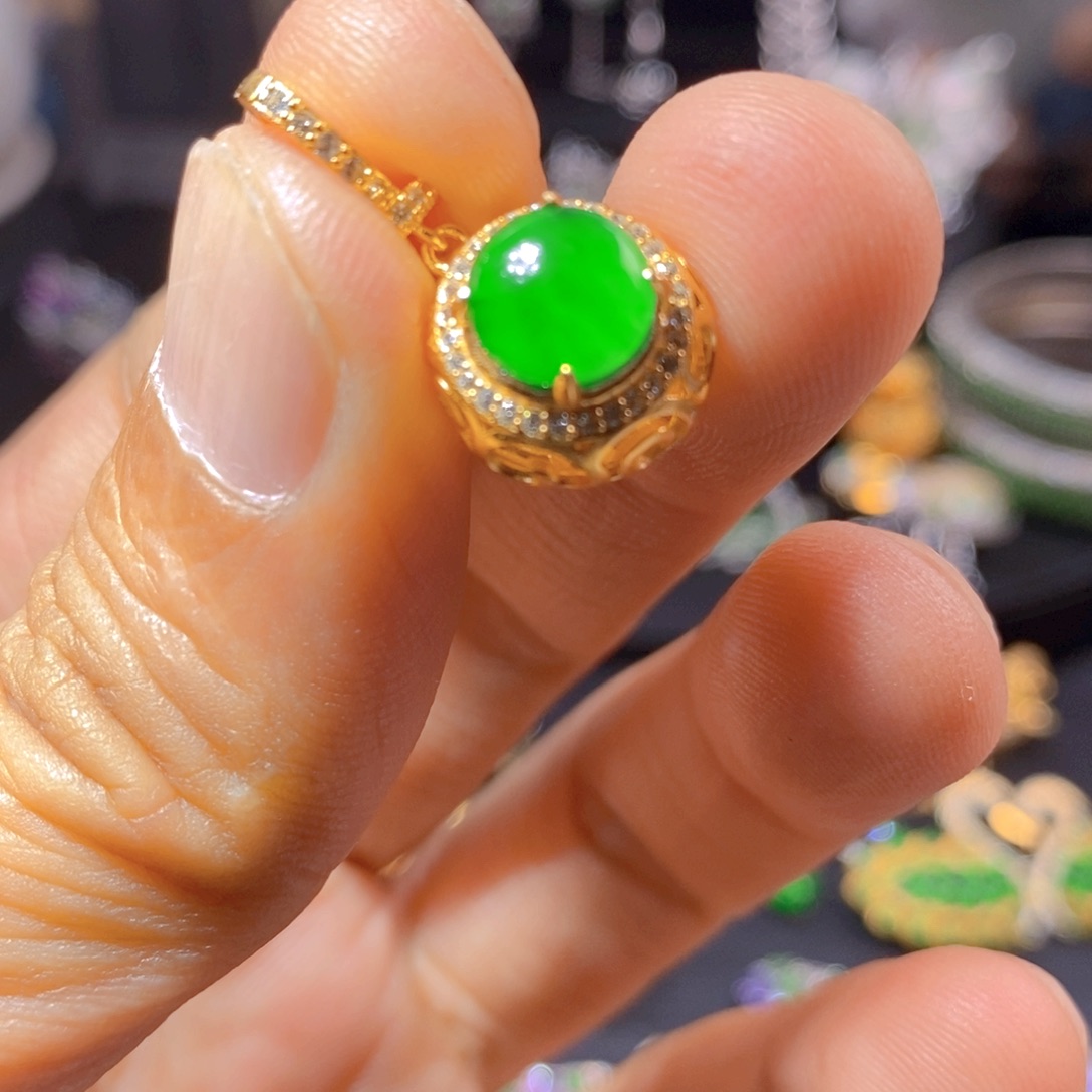 翡翠银S925镶嵌颈饰天然翡翠