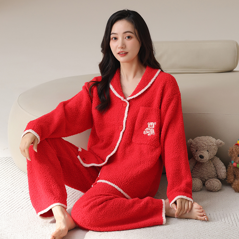 Lee秋冬半边绒女士家居服时尚开衫宽松毛衣