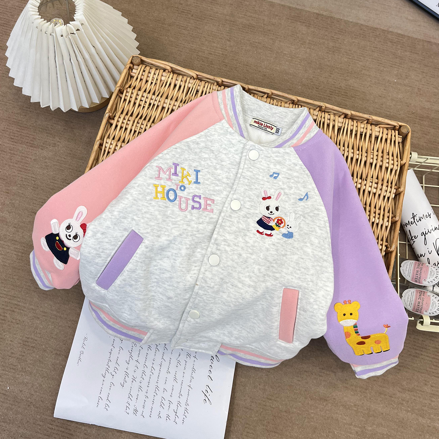 【喜宝宝微瑕福利品】日系女童加绒棒球拼色外套 
