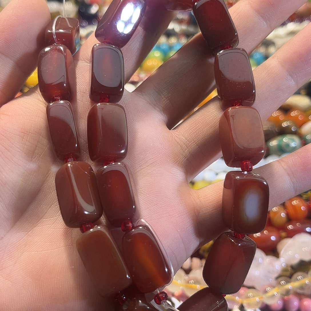 合金玛瑙/玉髓珠宝半成品玛瑙方块一条12x20mm