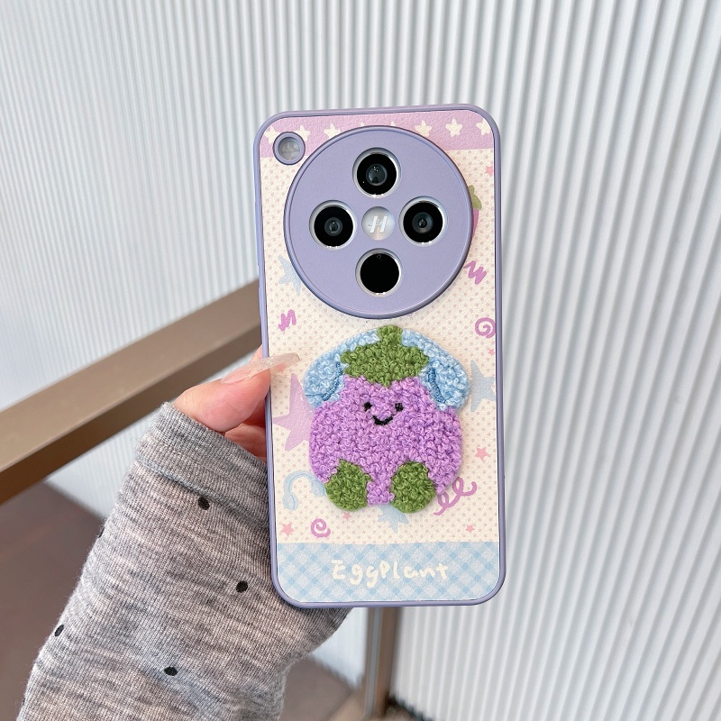 可爱刺绣茄子适用苹果手机壳华为p80荣耀vivos30小米oppofindx8女