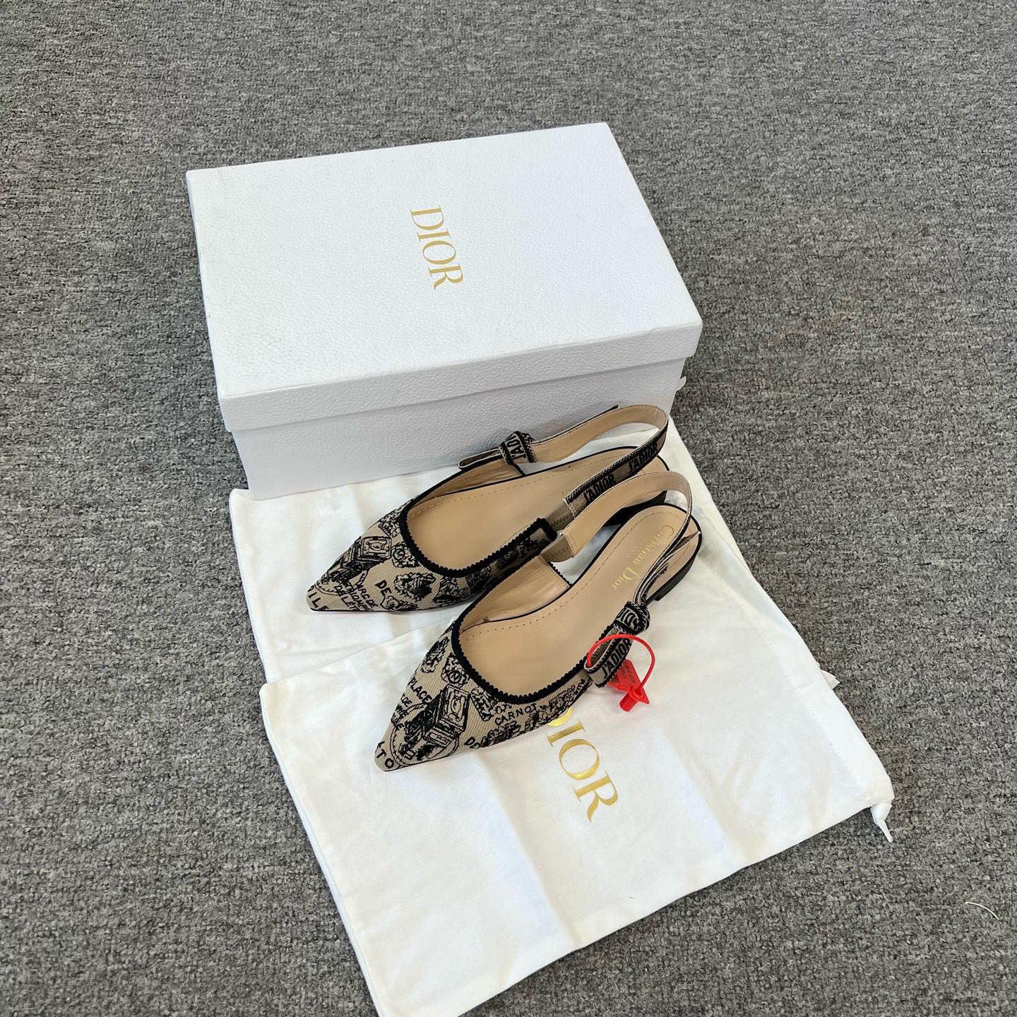 未使用 DIOR/迪奥 Dior 迪奥 满印 刺绣 平底鞋 全新 37码