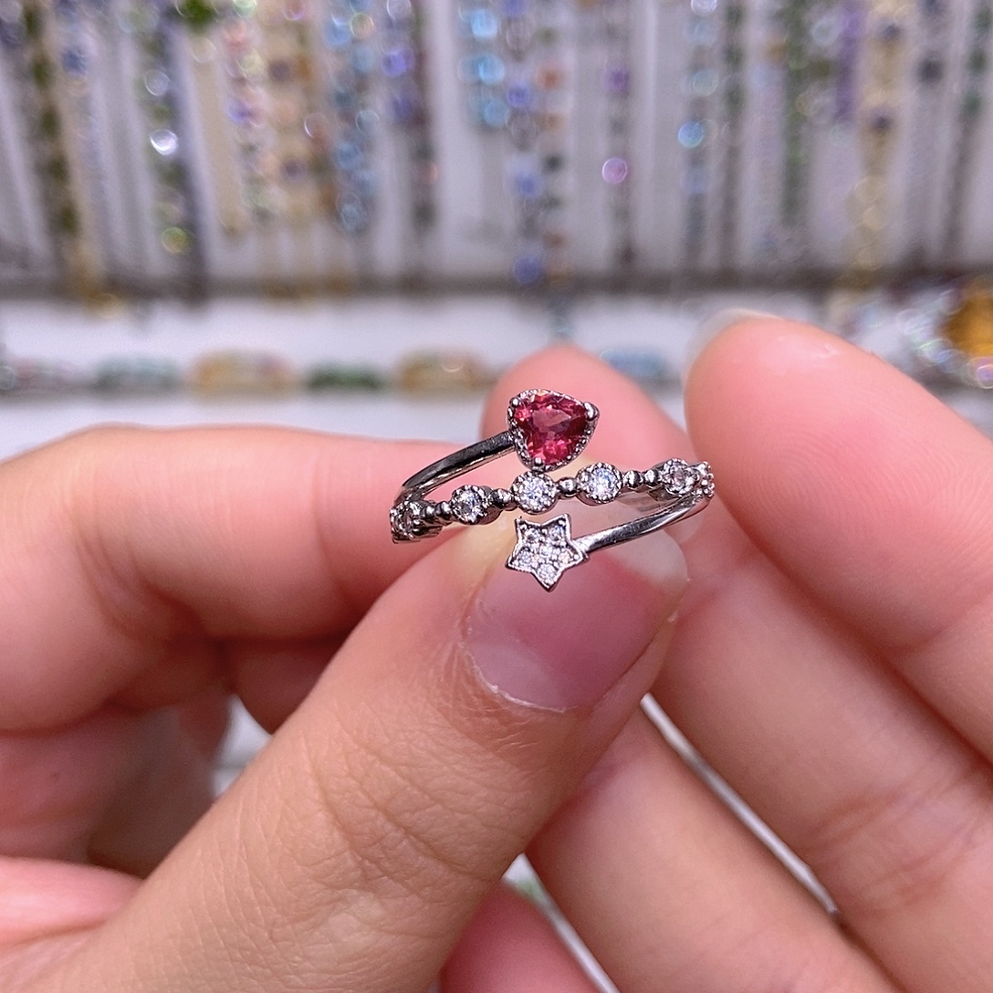 石榴石戒指银S925镶嵌