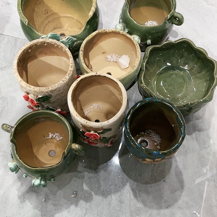 瓷片花盆多肉植物艺术品