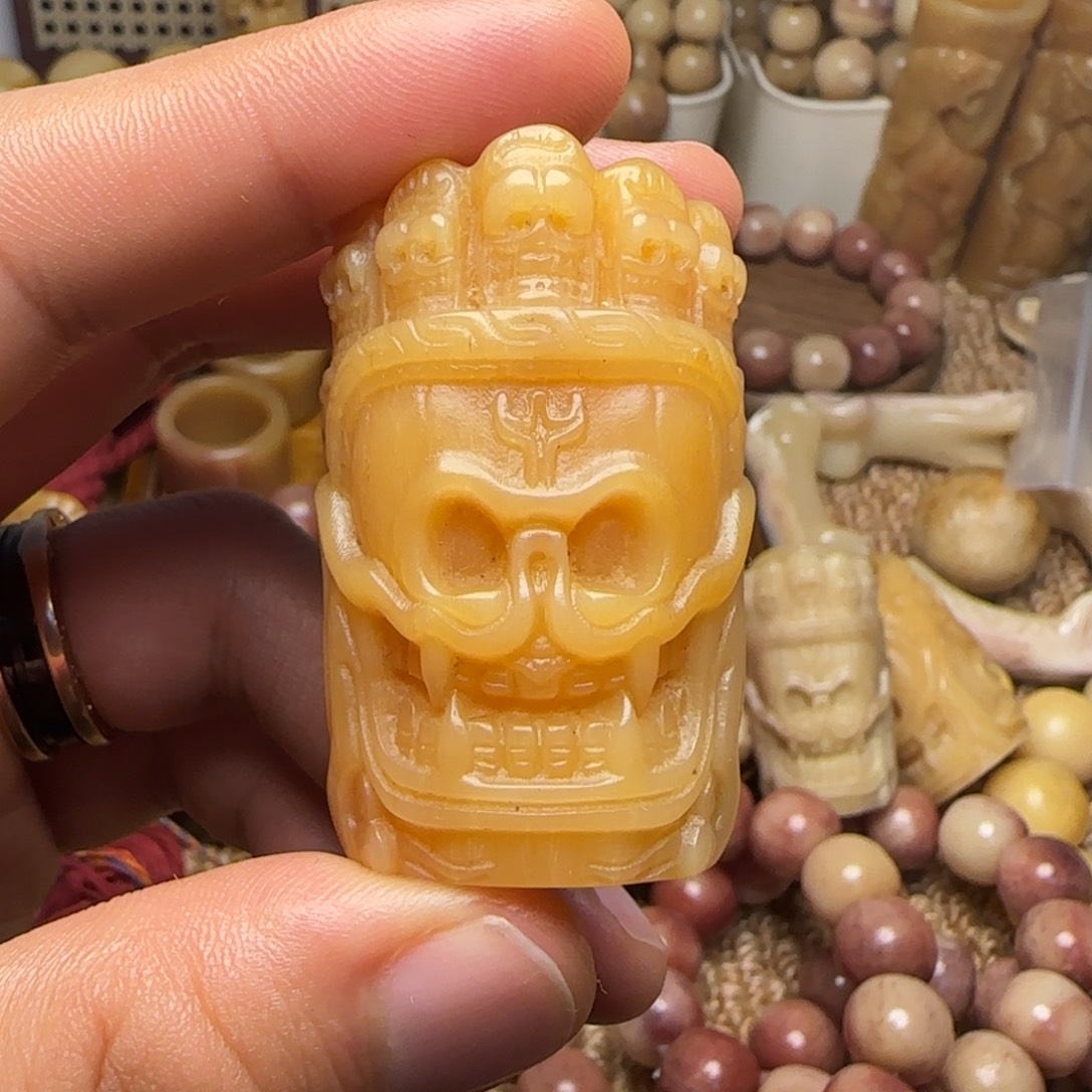 上***鱼木质类驼骨手工大黑天