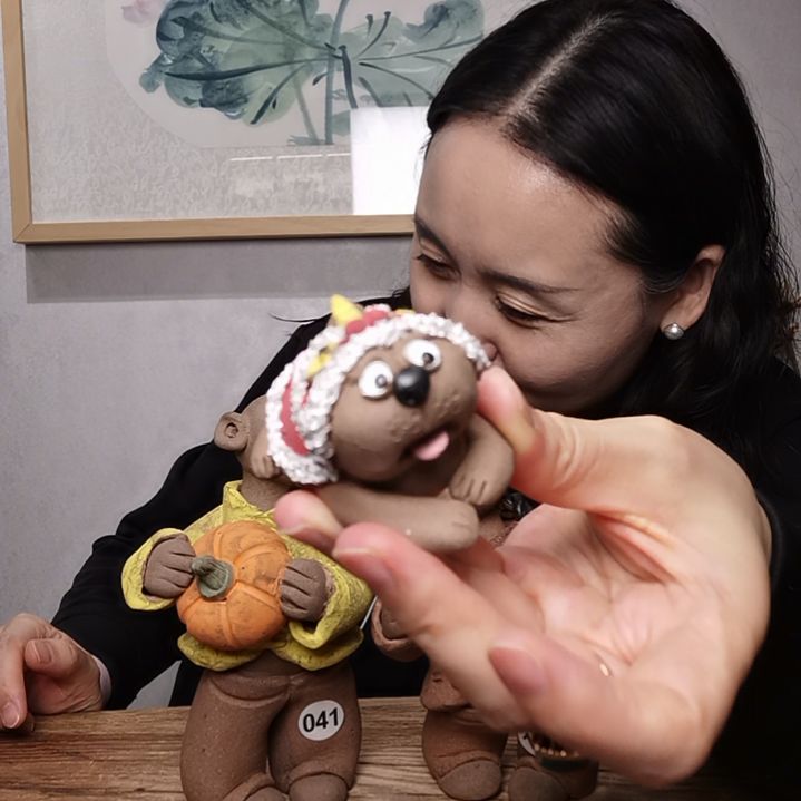 粗砂羲娲娃系列作品虎头披风旺财