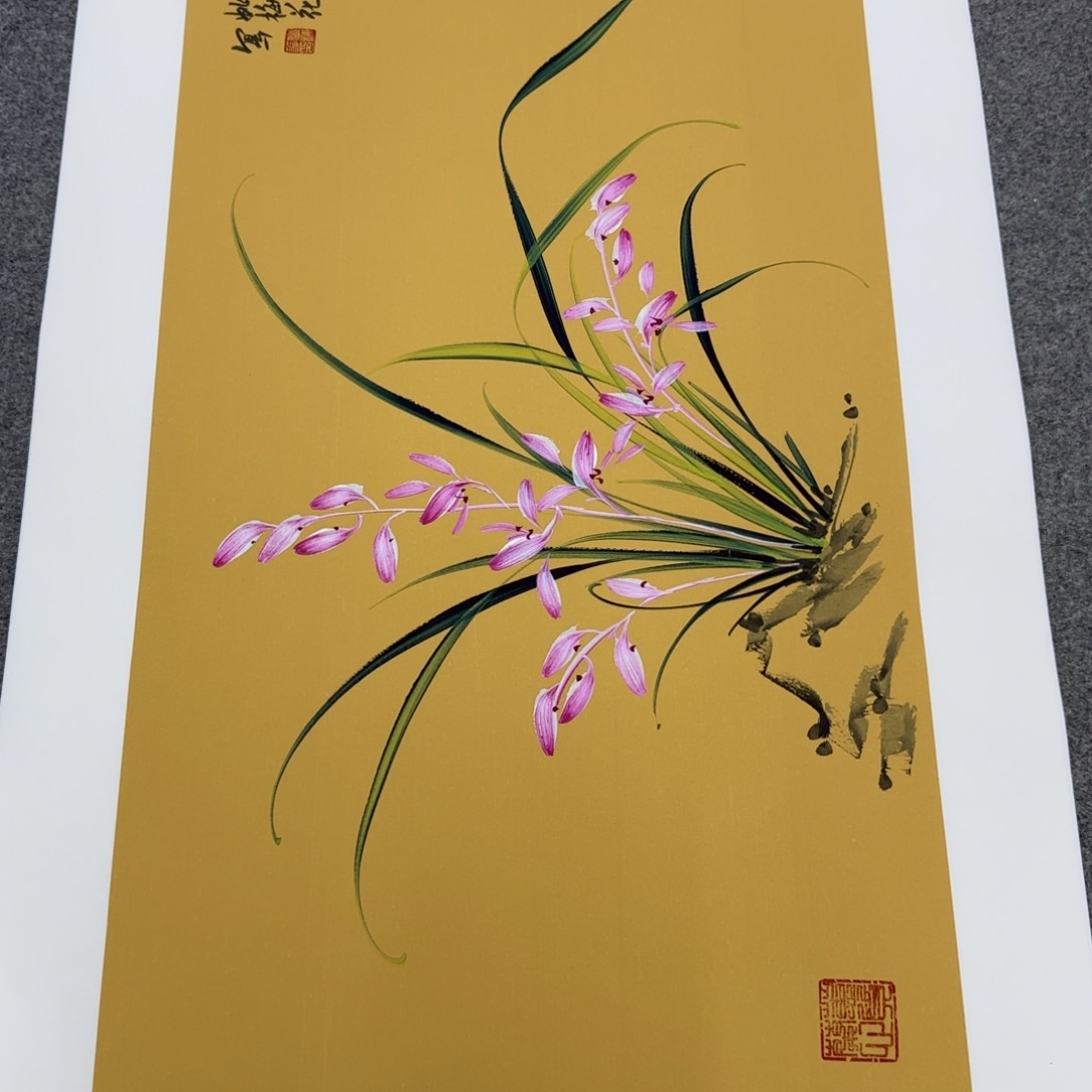 国画一笔两色立体兰花